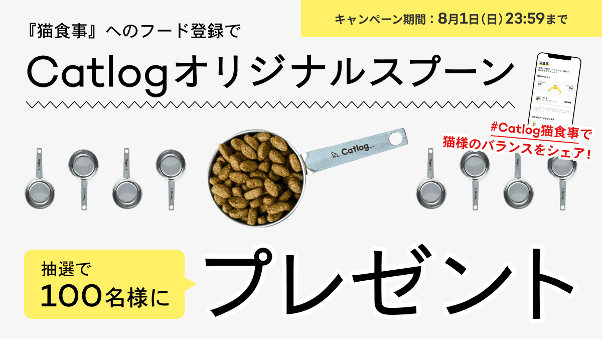 Catlogオリジナルスプーンを抽選100名様にプレゼント！『猫食事』へのフード登録でご参加いただけます🎉