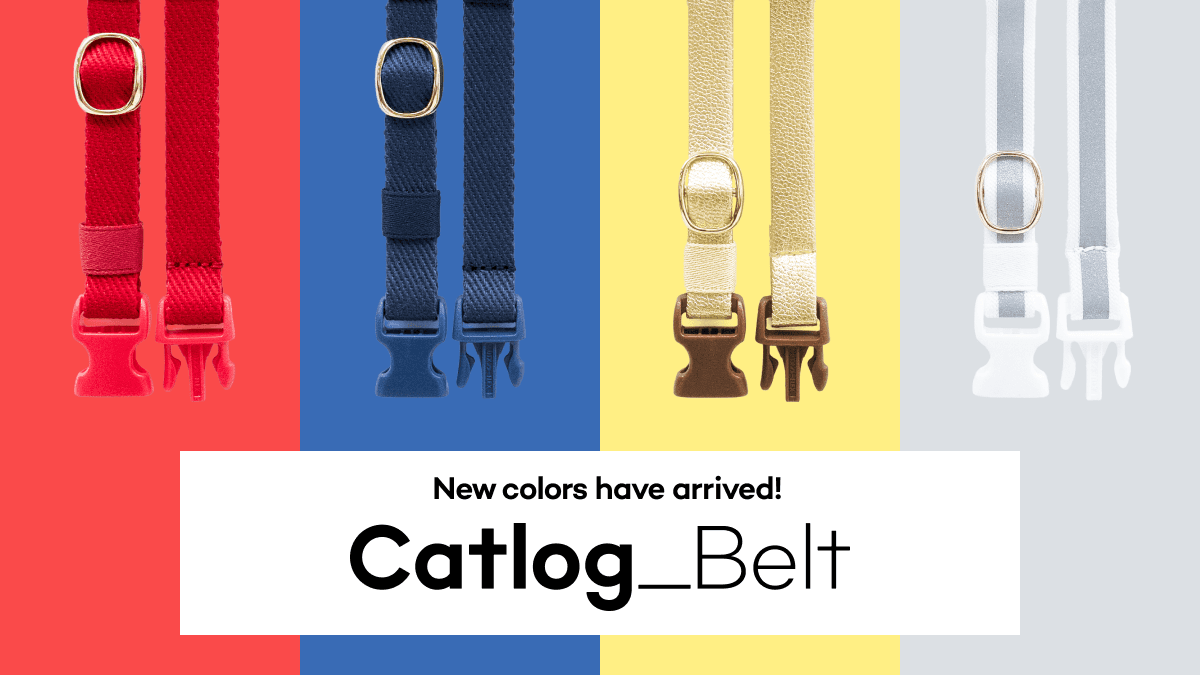 Catlog Beltに新カラー & 新素材が登場！サイズ展開も6種類に！LLサイズも加わり、より多くの猫様にぴったりの首輪をお選びいただけるようになりました！